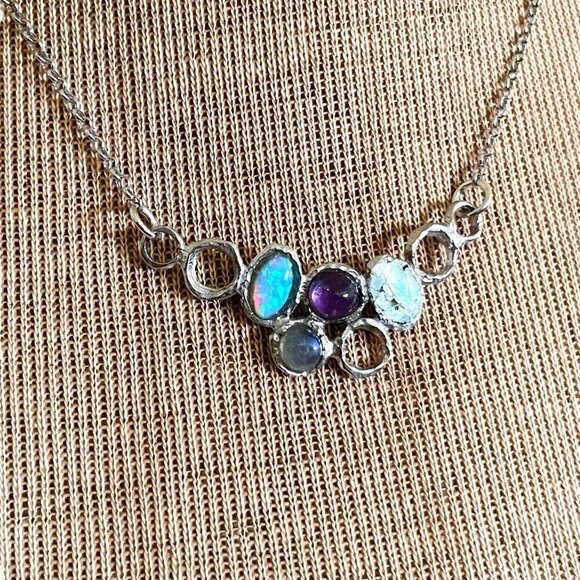 Silpada Sterling Silver 925 Necklace Roman Glass Amethyst Opal Labradorite Rare - Picture 16 of 16
